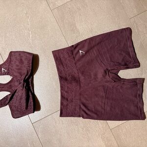 Burgundy Sports Bra and Shorts Set